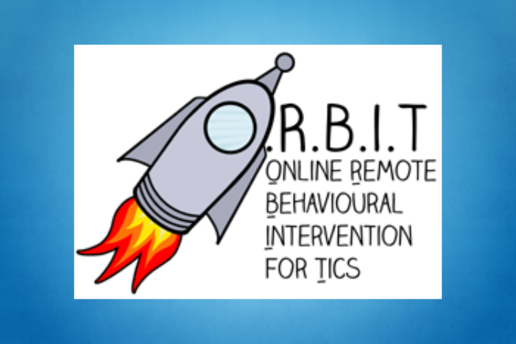 An illustration of a rocket sits next to the words "ORBIT. Online Behavourial Intervention for Tics"