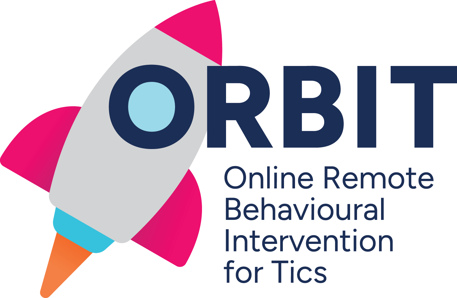 ORBIT logo. Rocket ship. Online Remote Behavioural Intervention for Tics