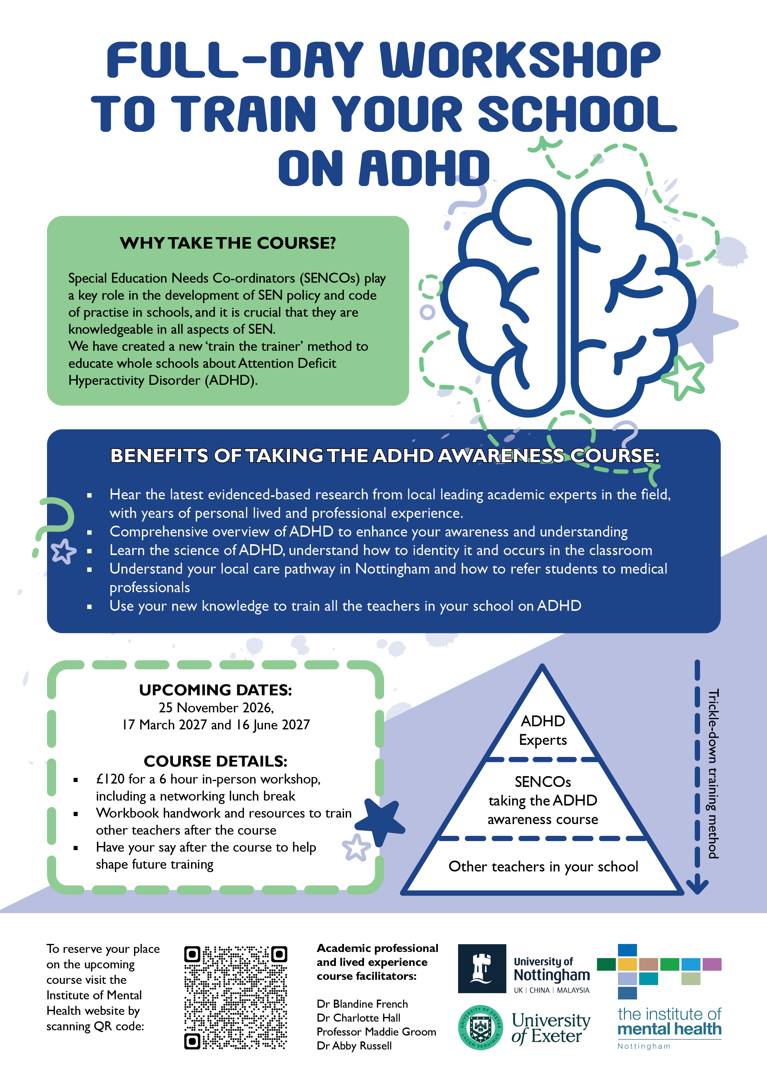 ADHD Senco Training Graphic. 'Full day workshop to train your school on ADHD'