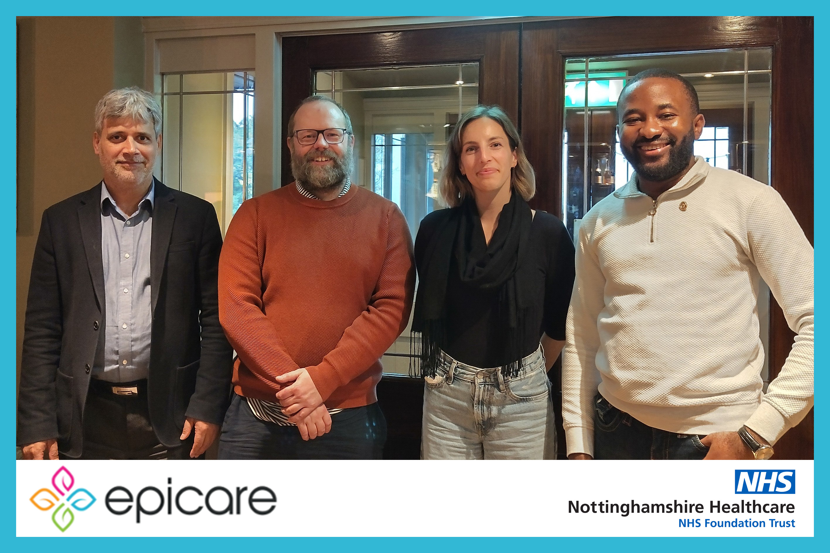Photo credit (L-R): Dr Zia Katshu – Clinical Associate Professor and Consultant Psychiatrist. Michael Naylor-Eade – Senior Information Analyst. Melanie Lafanechere – Programme Manager for EPICare. Clement Chinaza Owuamalam - Senior Information Analyst.