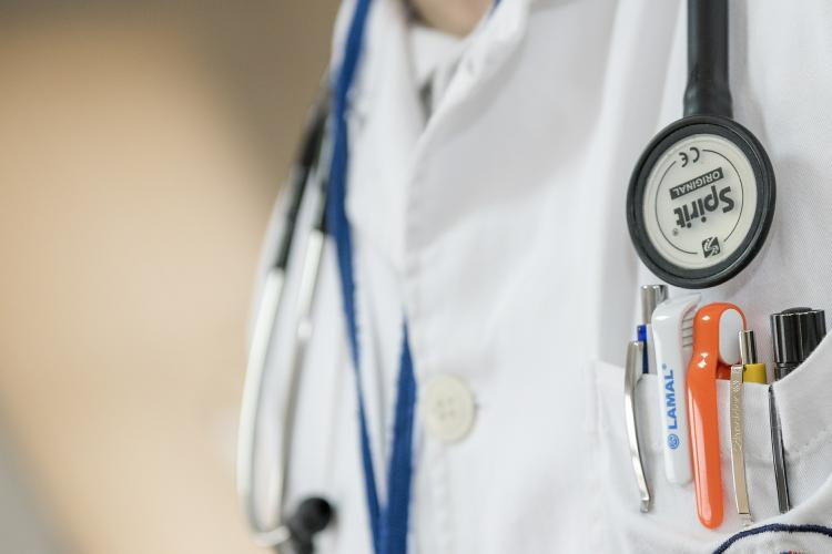 Image of a doctors coat and stethoscope