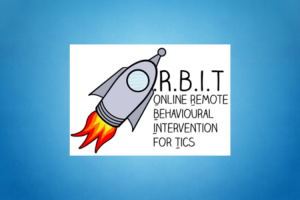 An illustration of a rocket sits next to the words "ORBIT. Online Behavourial Intervention for Tics"